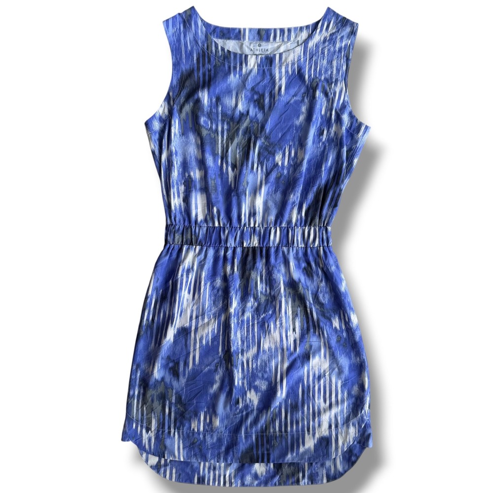Athleta Sz 6 Baja Blue Abstract Print Sleeveless Wailea Astra Dress Sport Travel